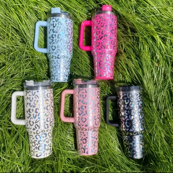 Other - Leopard Print Tumbler with Handles pick A Color Nwot